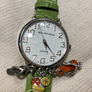 Woman's Bay Studios Charms Leather Straps Watch